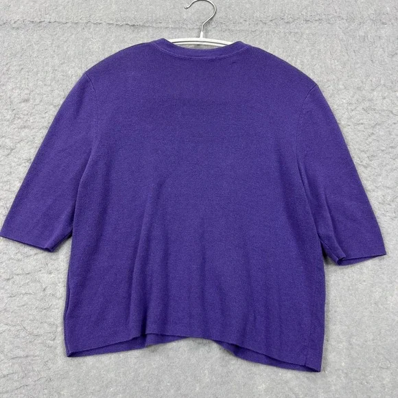 Akris Punto Cardigan Women's 10 Purple Cashmere Silk Button Short Sleeve Sweater - Picture 10 of 11